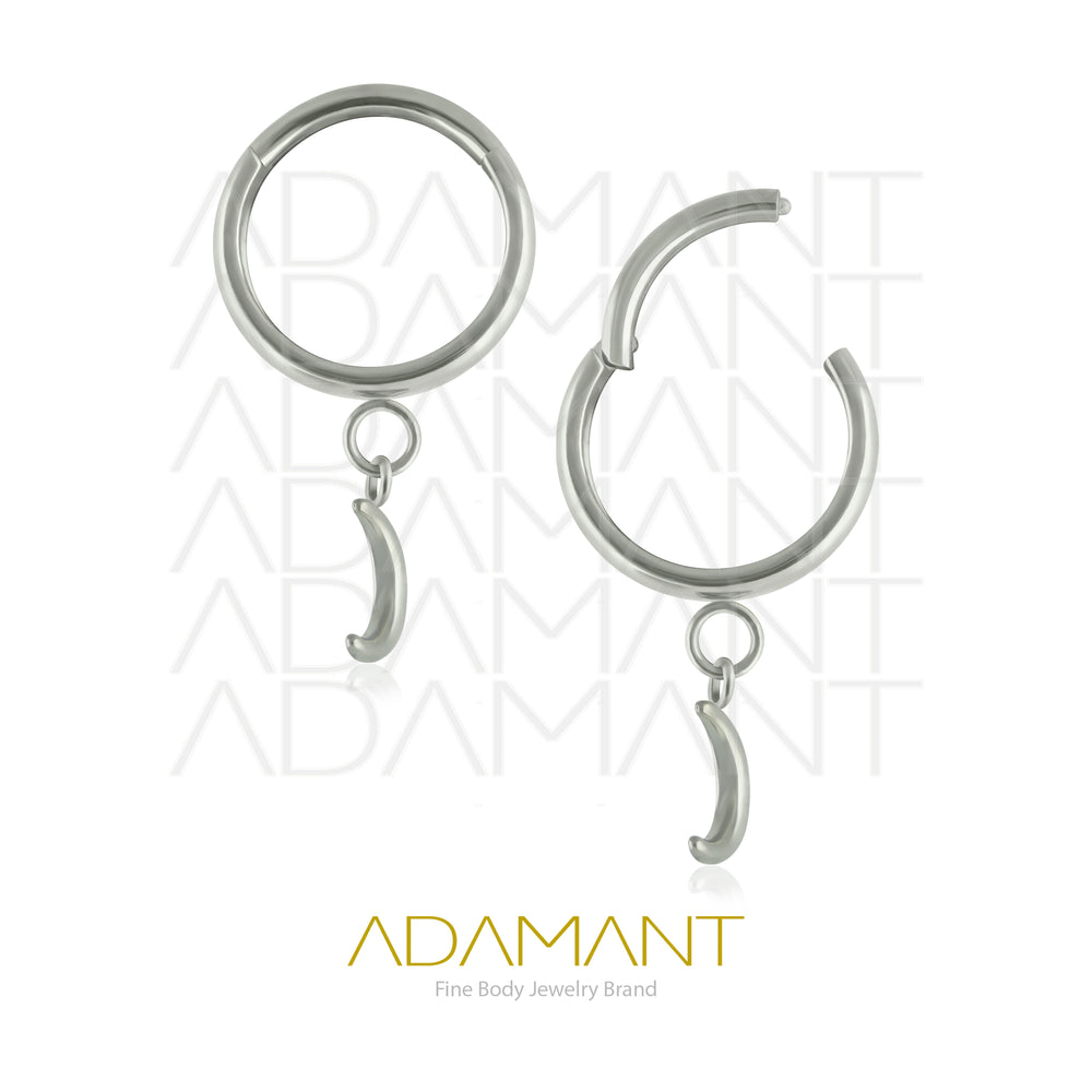 16g, Pair Titanium Dangle Dangle Moon Earrings