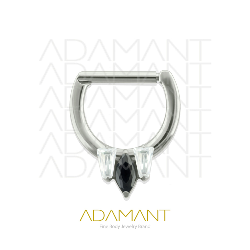 16g, Hinged Ring, Titanium, Zafiro Front Facing, Prong set, Cubic Zirconia.