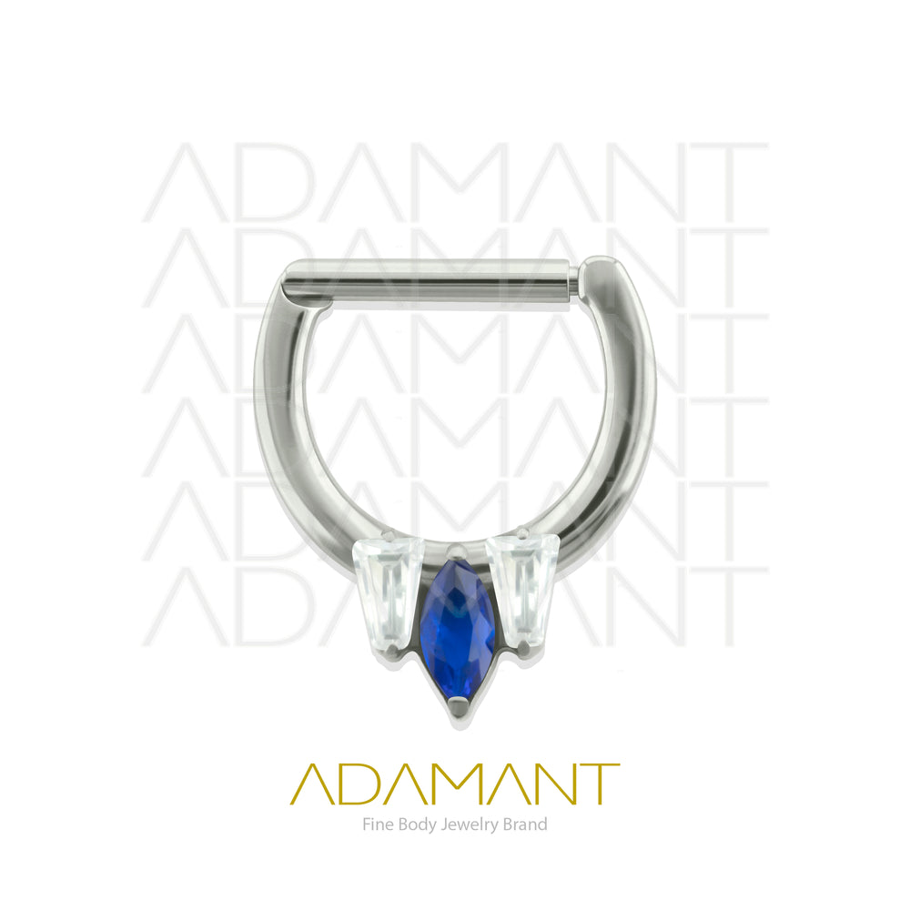 16g, Hinged Ring, Titanium, Zafiro Front Facing, Prong set, Cubic Zirconia.