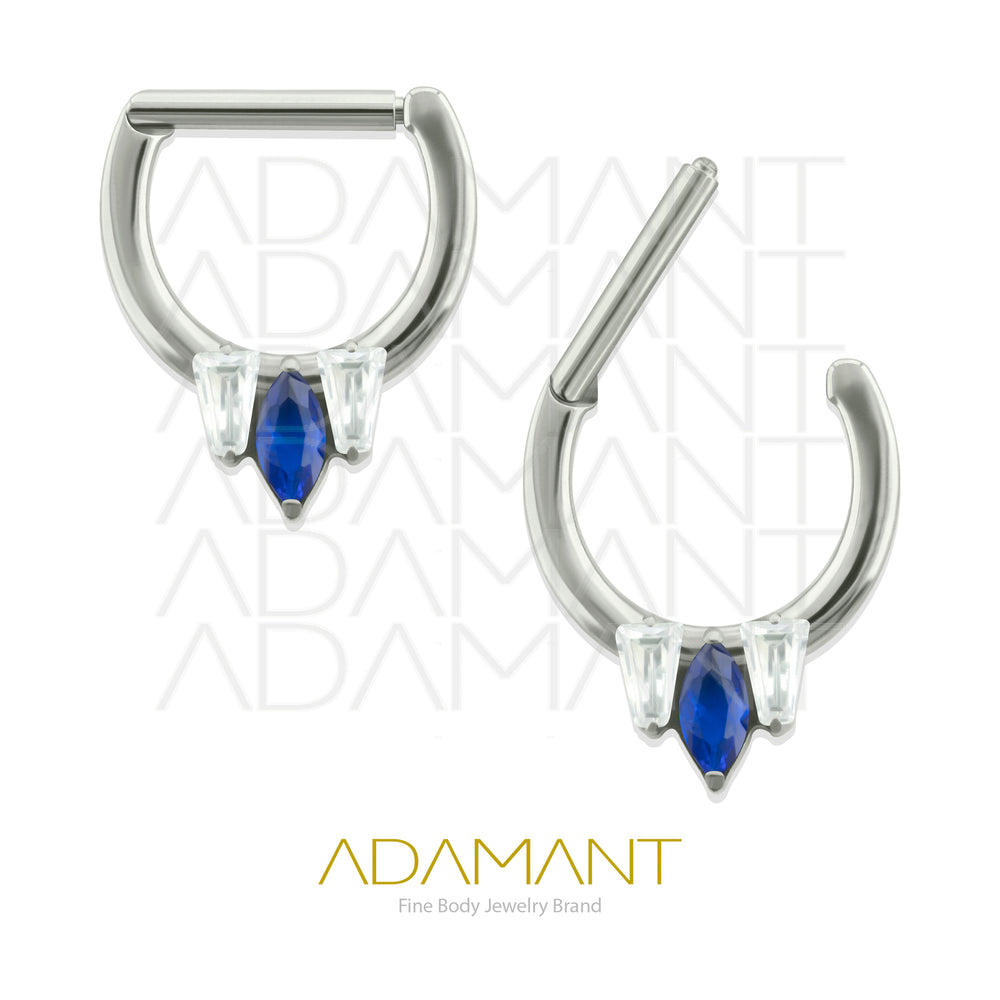 16g, Hinged Ring, Titanium, Zafiro Front Facing, Prong set, Cubic Zirconia.