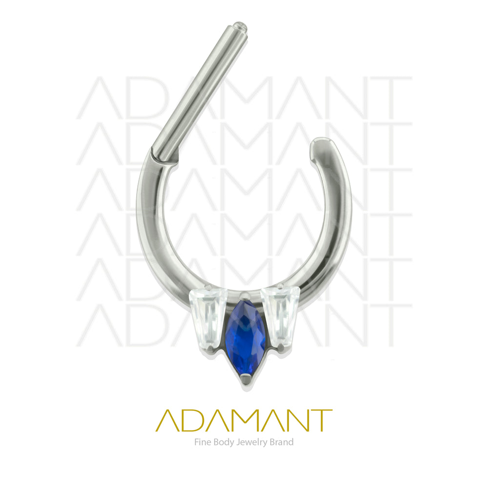 16g, Hinged Ring, Titanium, Zafiro Front Facing, Prong set, Cubic Zirconia.