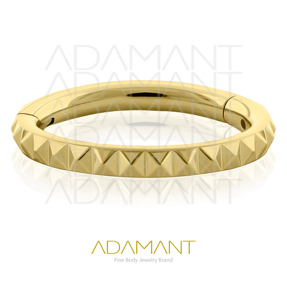 20g, Hinged Ring, Plated Gold Titanium, Side Pyramid Cuts.