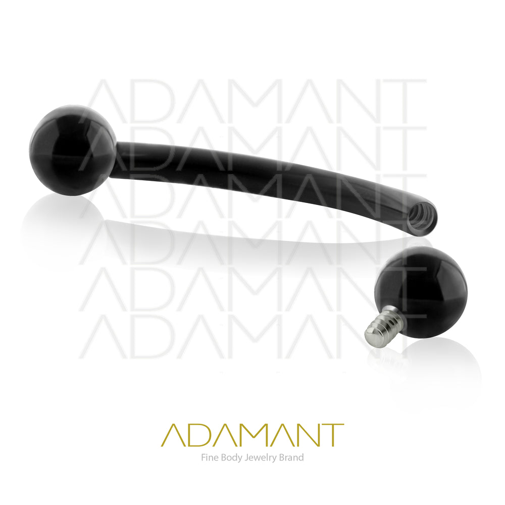 16g, Internally Threaded, Curved Barbell, Titanium, With Ball, Black.
