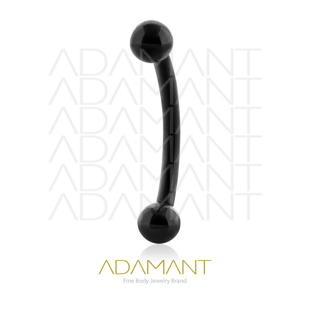 16g, Internally Threaded, Curved Barbell, Titanium, With Ball, Black.