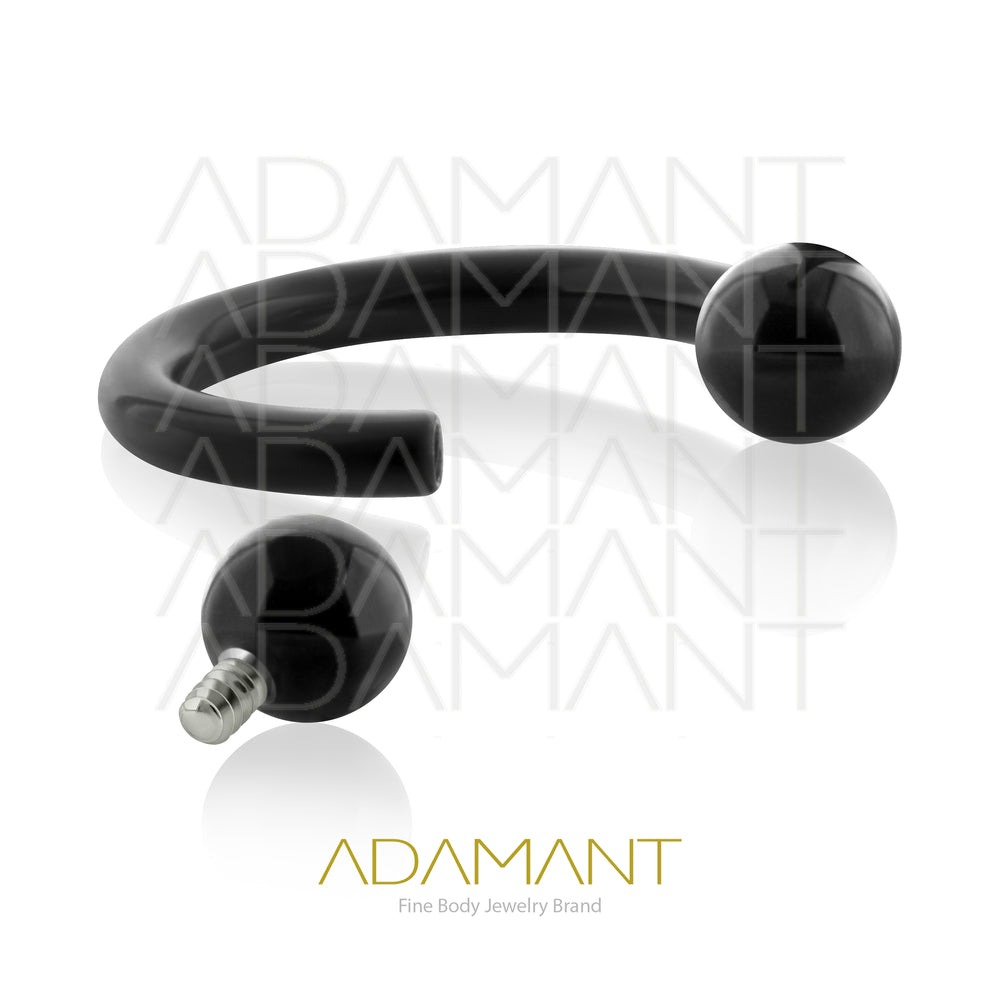 16g, Internally Threaded, Circular Barbell, Titanium, 0.9mm threading, Circular Barbell with ball, PVD Black.
