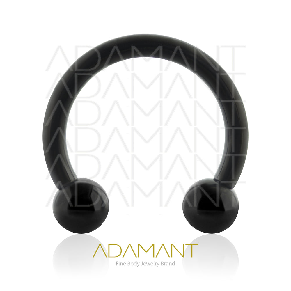 16g, Internally Threaded, Circular Barbell, Titanium, 0.9mm threading, Circular Barbell with ball, PVD Black.