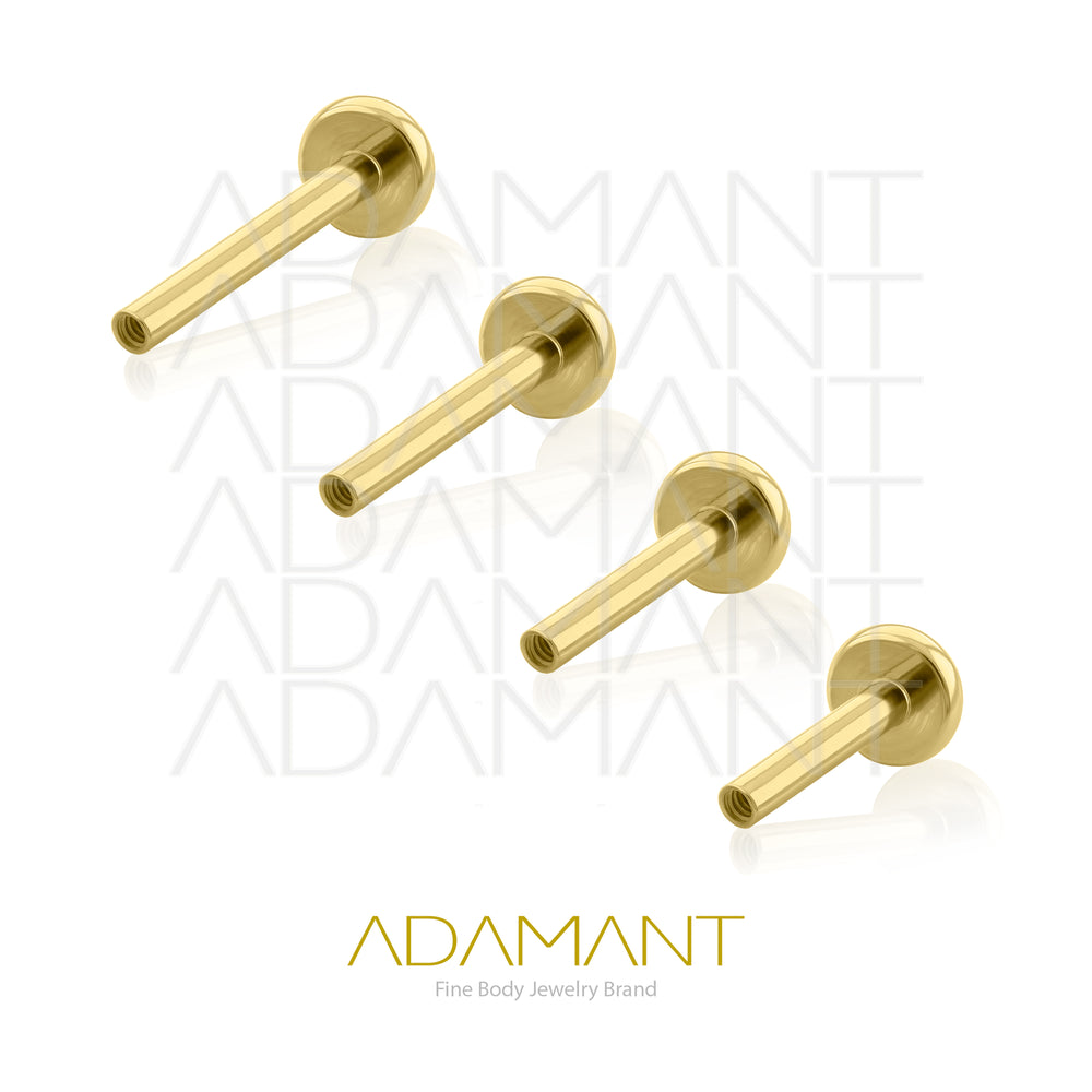 16g, Internally Threaded, Accessory, Plated Gold Titanium, 0.9mm threading, Labret Small & Big back