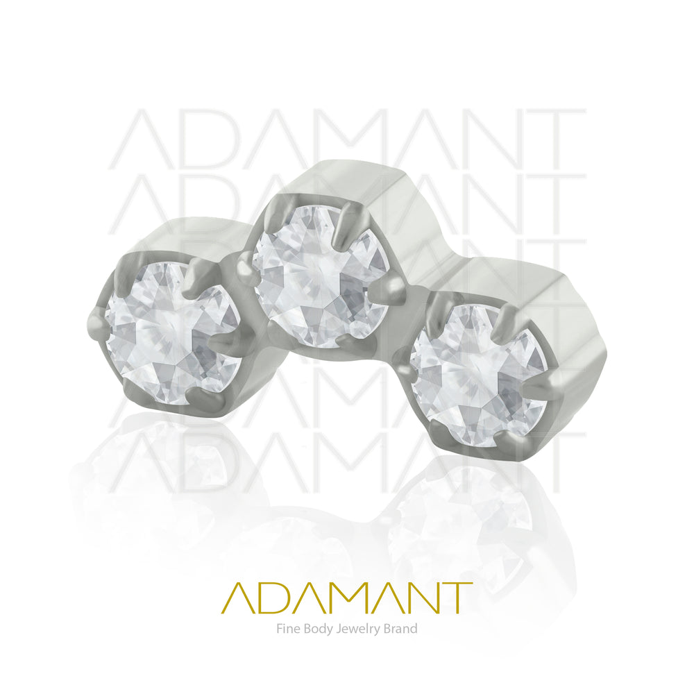 18g-16g, Internally Threaded, Accessory, Titanium, 0.9mm threading, Honeycomb, Prong set, Cubic Zirconia.