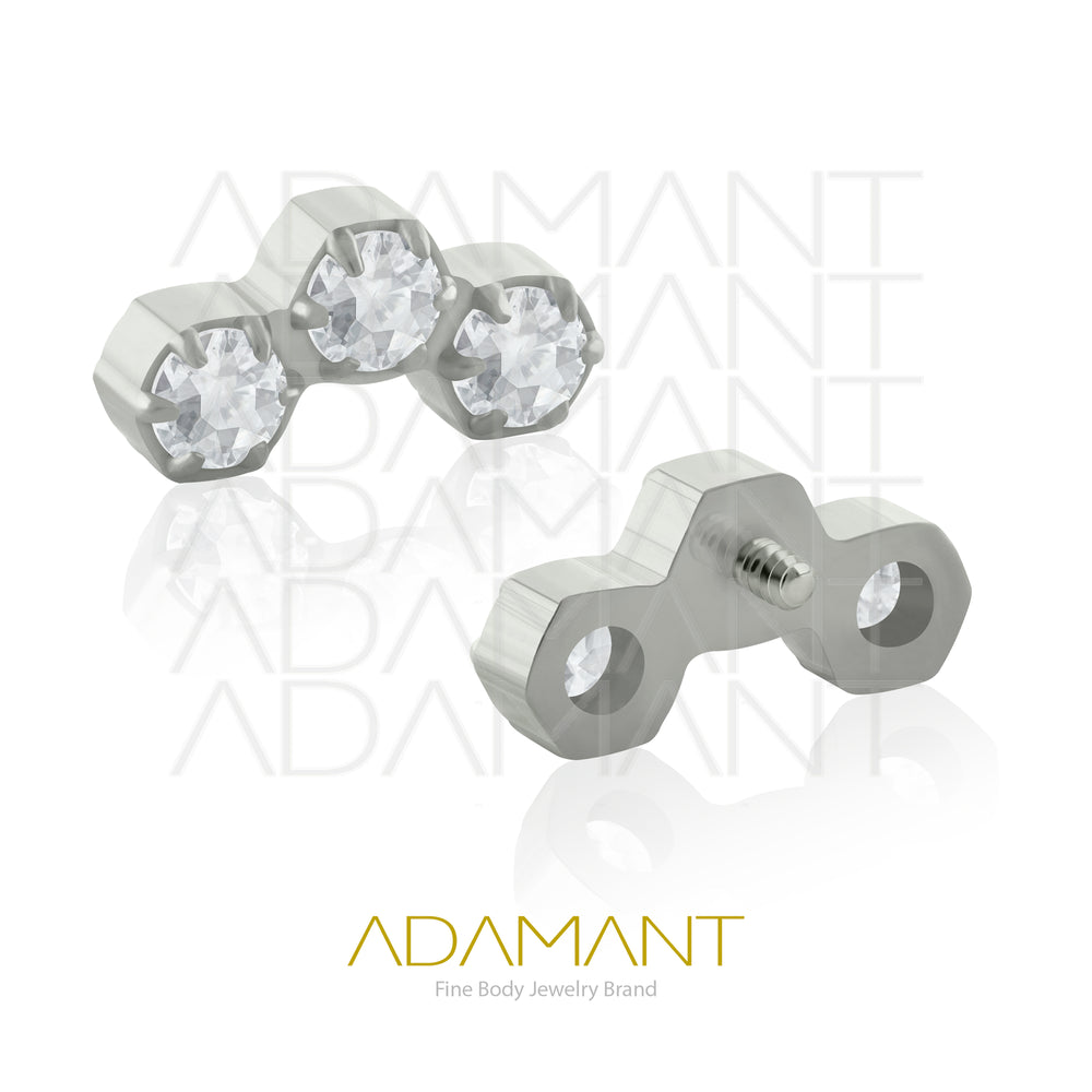 18g-16g, Internally Threaded, Accessory, Titanium, 0.9mm threading, Honeycomb, Prong set, Cubic Zirconia.