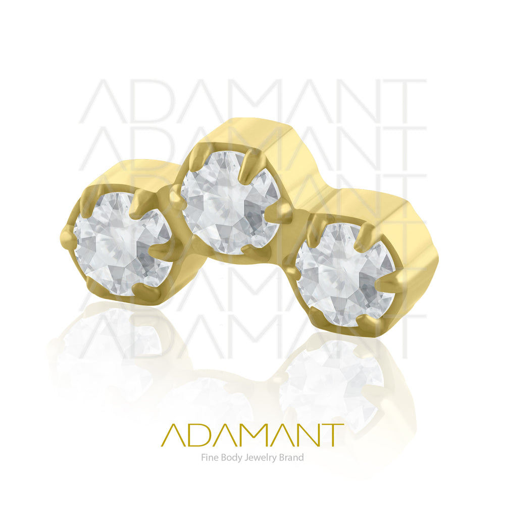 18g-16g, Internally Threaded, Accessory, Plated Gold Titanium, 0.9mm threading, Honeycomb, Prong set, Cubic Zirconia.