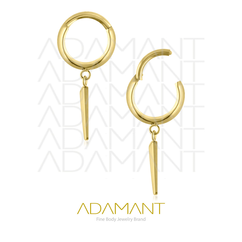 18g, Plated Gold Titanium Spike Tower Hoop Earrings