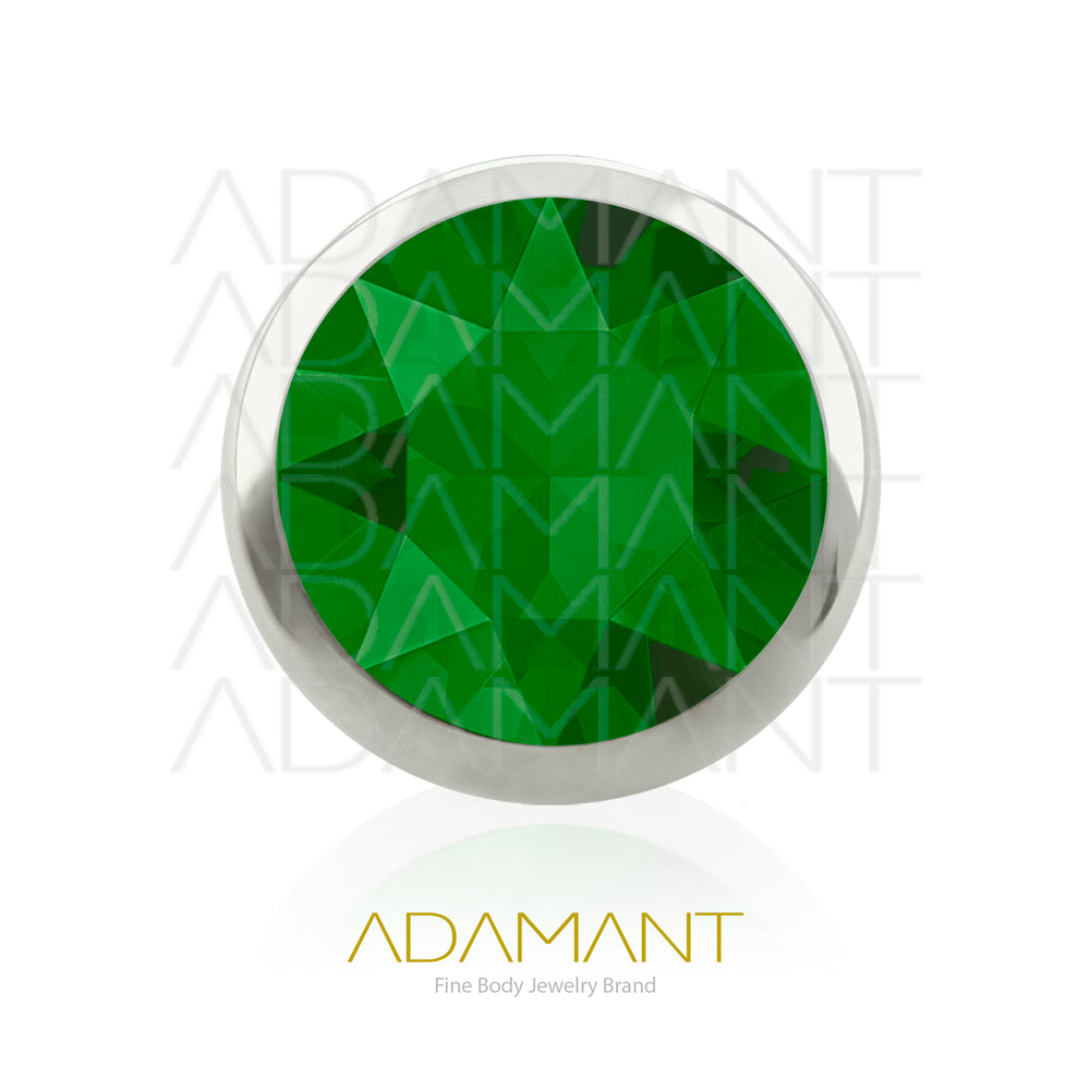 18g-16g, Internally Threaded, Accessory, Titanium, 0.9mm threading, Bezel set, Flat Gem