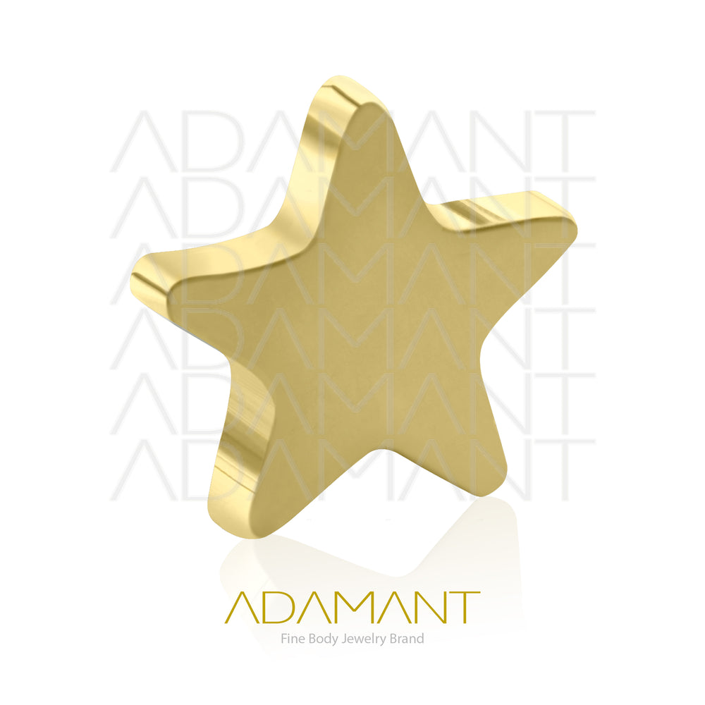 18g-16g, Internally Threaded, Accessory, Plated Gold Titanium, 0.9mm threading, Flat Star.