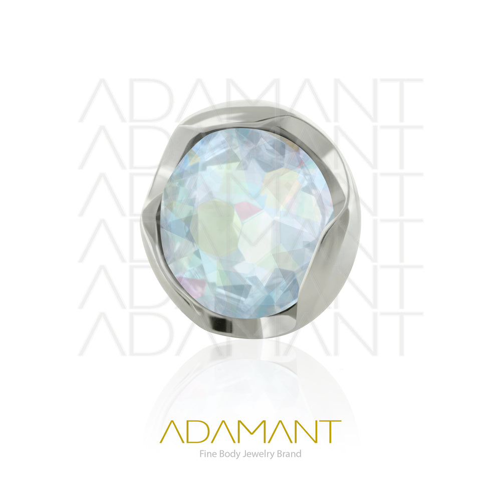18g-16g, Internally Threaded, Accessory, Titanium, 0.9mm threading, Full Prong set, Cubic Zirconia