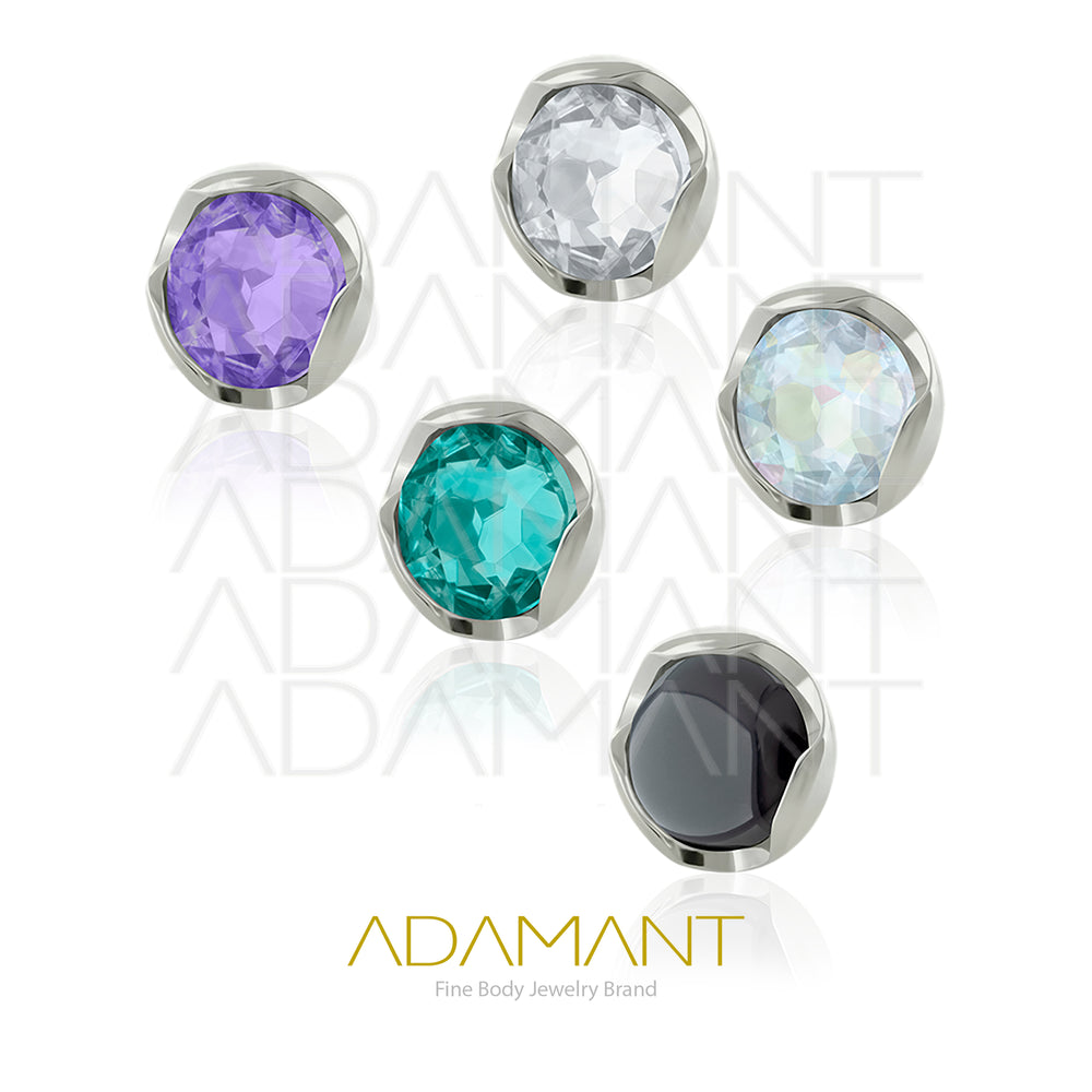 18g-16g, Internally Threaded, Accessory, Titanium, 0.9mm threading, Full Prong set, Cubic Zirconia