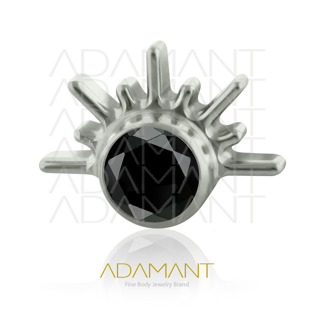 18g-16g, Internally Threaded, Accessory, Titanium, 0.9mm threading,  Aztec Pluma, Bezel set, Cubic zirconia.