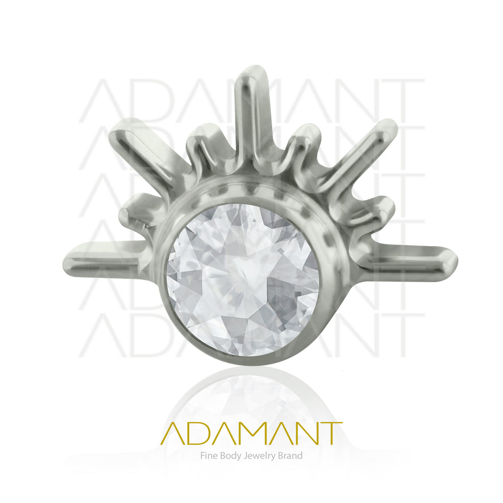18g-16g, Internally Threaded, Accessory, Titanium, 0.9mm threading,  Aztec Pluma, Bezel set, Cubic zirconia.