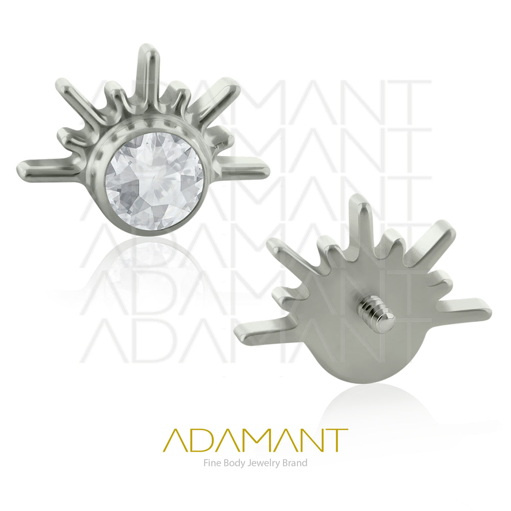 18g-16g, Internally Threaded, Accessory, Titanium, 0.9mm threading,  Aztec Pluma, Bezel set, Cubic zirconia.