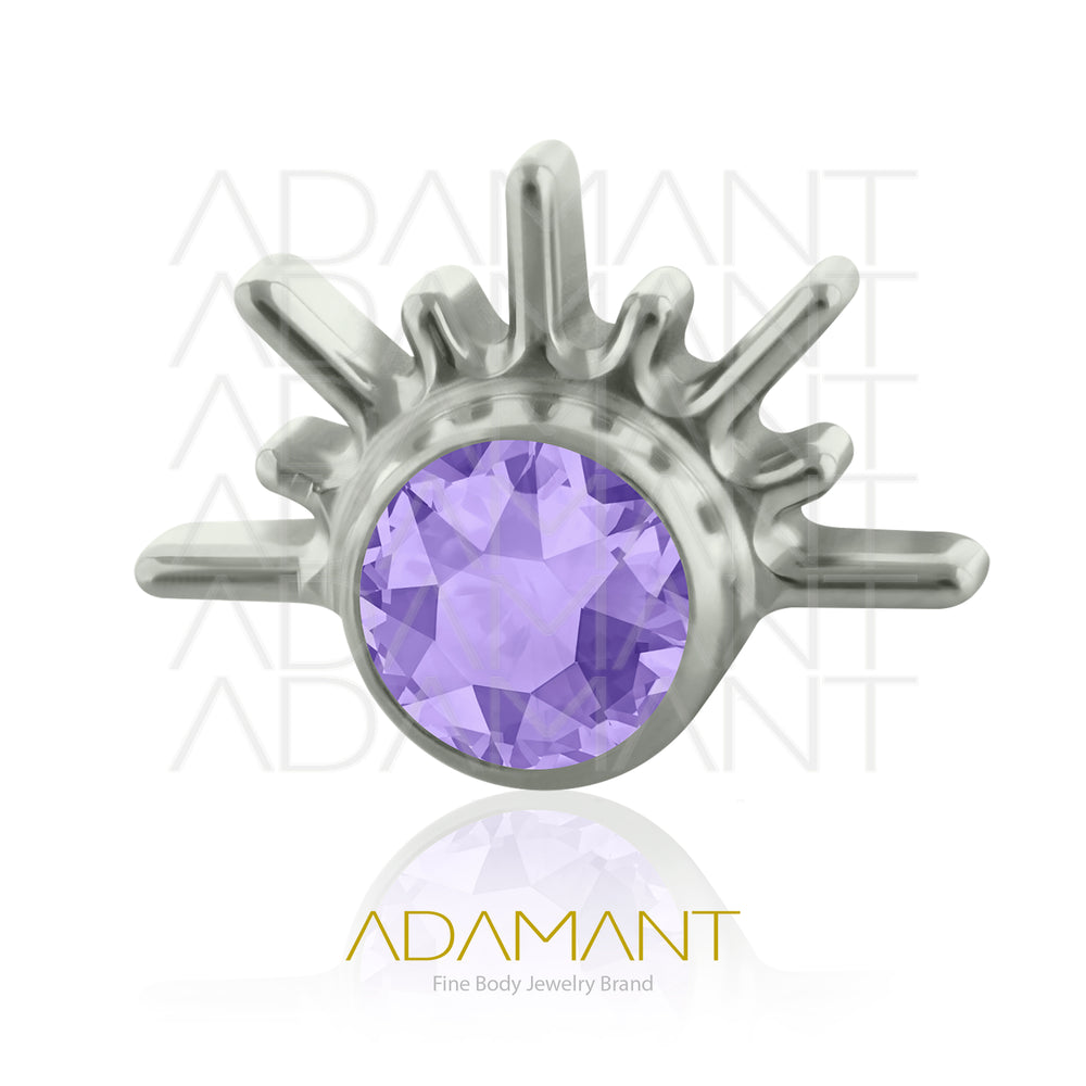 18g-16g, Internally Threaded, Accessory, Titanium, 0.9mm threading,  Aztec Pluma, Bezel set, Cubic zirconia.