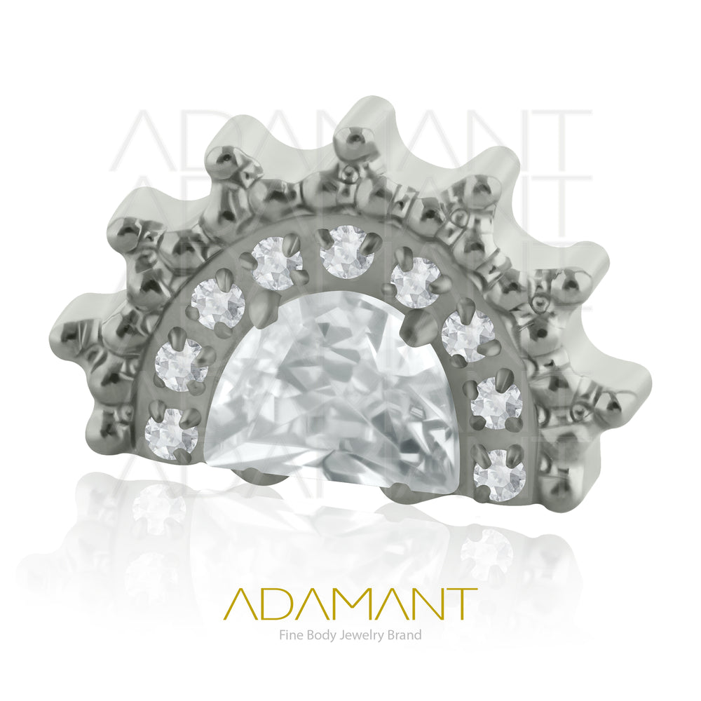 18g-16g Internally Threaded, Accessory, Titanium, 0.9mm threading, D Aztec, Bezel set, Cubic zirconia.
