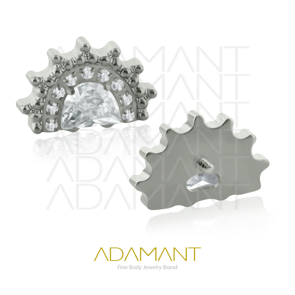 18g-16g Internally Threaded, Accessory, Titanium, 0.9mm threading, D Aztec, Bezel set, Cubic zirconia.