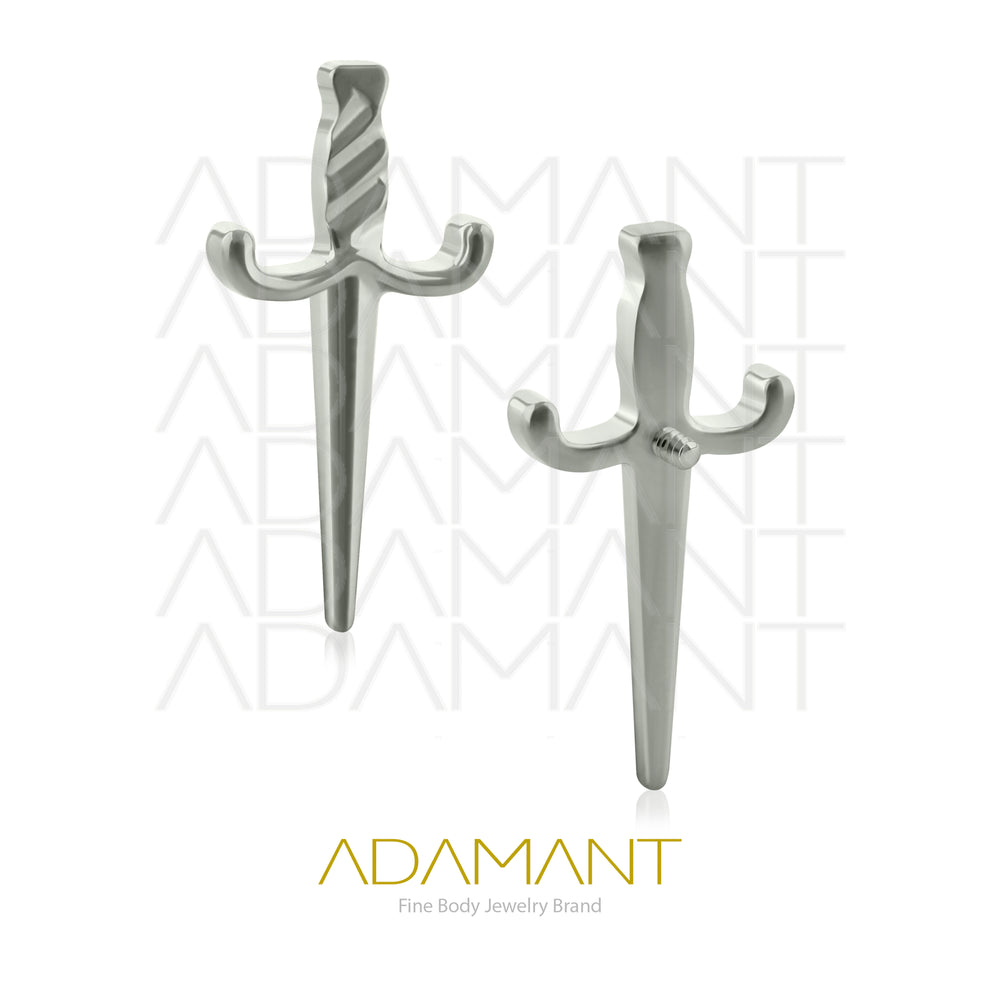 18g-16g, Internally Threaded, Accessory, Titanium, 0.9mm threading, Big Sword.