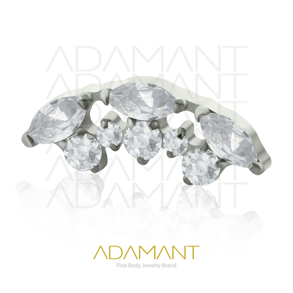 18g-16g, Internally Threaded, Accessory,Titanium, 0.9mm threading, Curved multi jewelry, Prong set, Cubic zirconia.