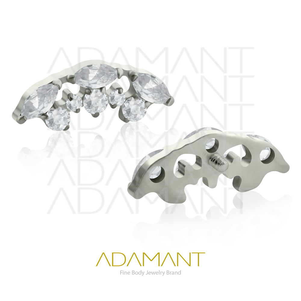 18g-16g, Internally Threaded, Accessory,Titanium, 0.9mm threading, Curved multi jewelry, Prong set, Cubic zirconia.