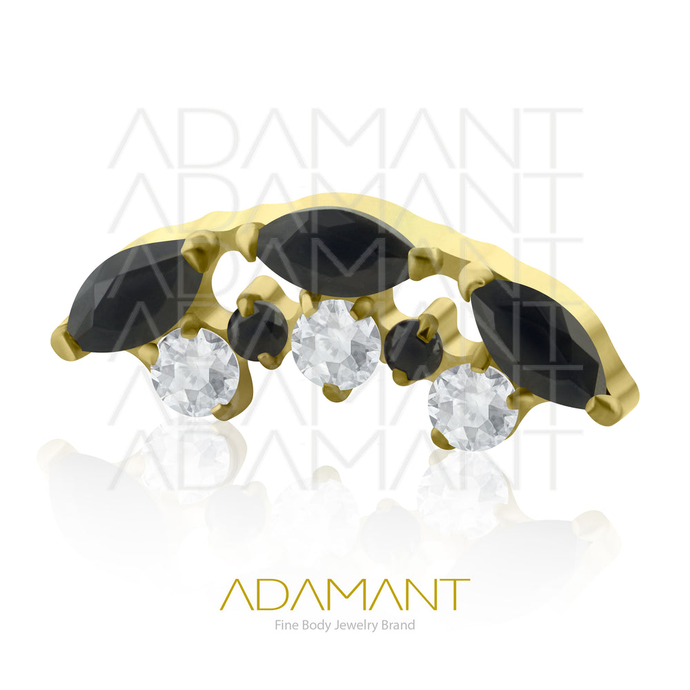 18g-16g, Internally Threaded ARIA Accessory,Titanium, 0.9mm threading,Prong set, Cubic Zirconia.