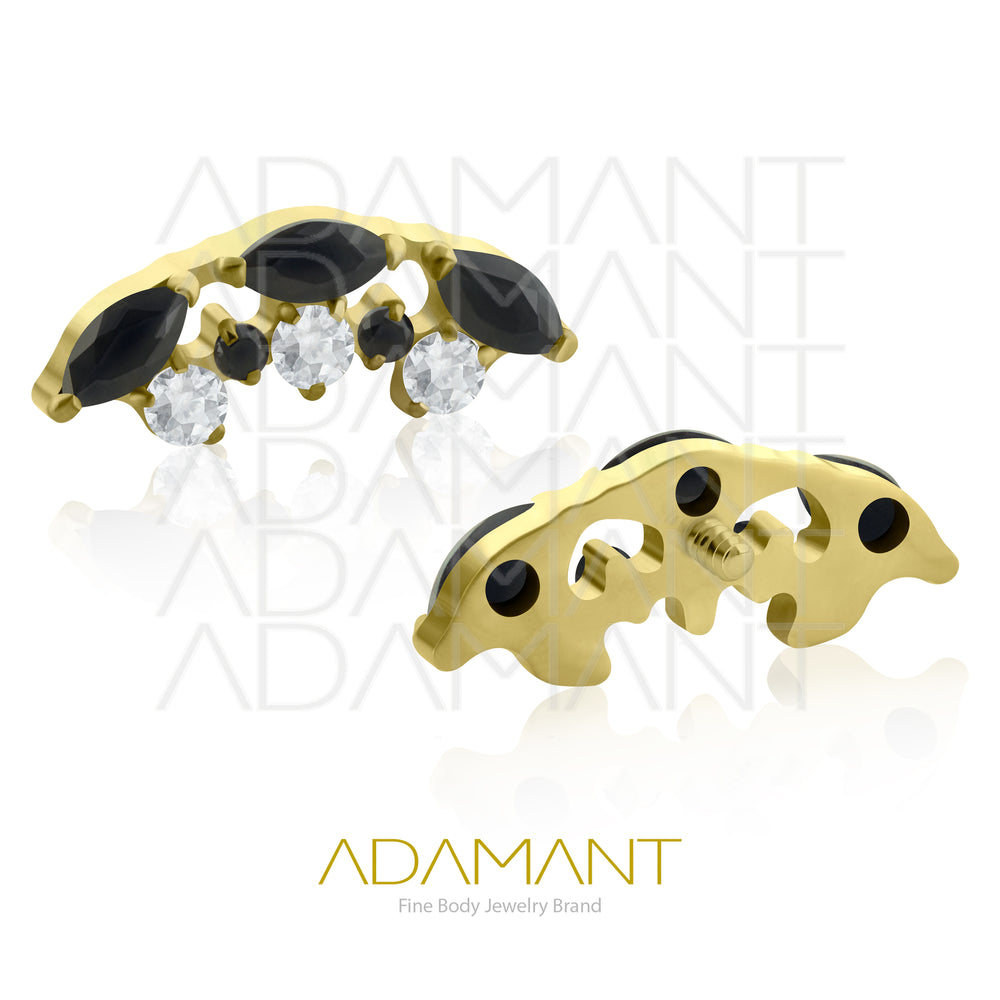 18g-16g, Internally Threaded ARIA Accessory,Titanium, 0.9mm threading,Prong set, Cubic Zirconia.