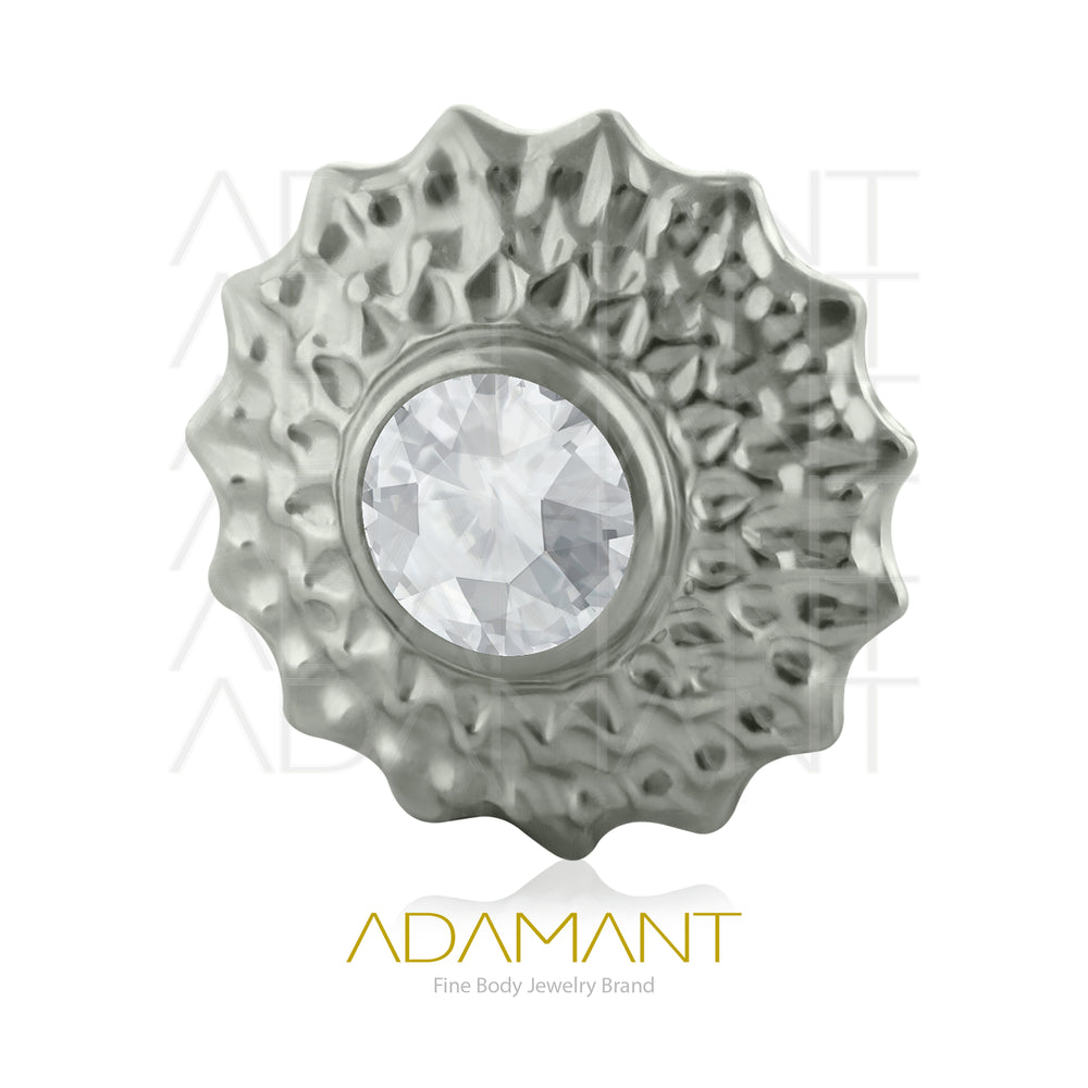 18g-16g, Internally Threaded, Accessory, Titanium, 0.9mm threading,  Sun Beveling, Bezel set, Cubic zirconia