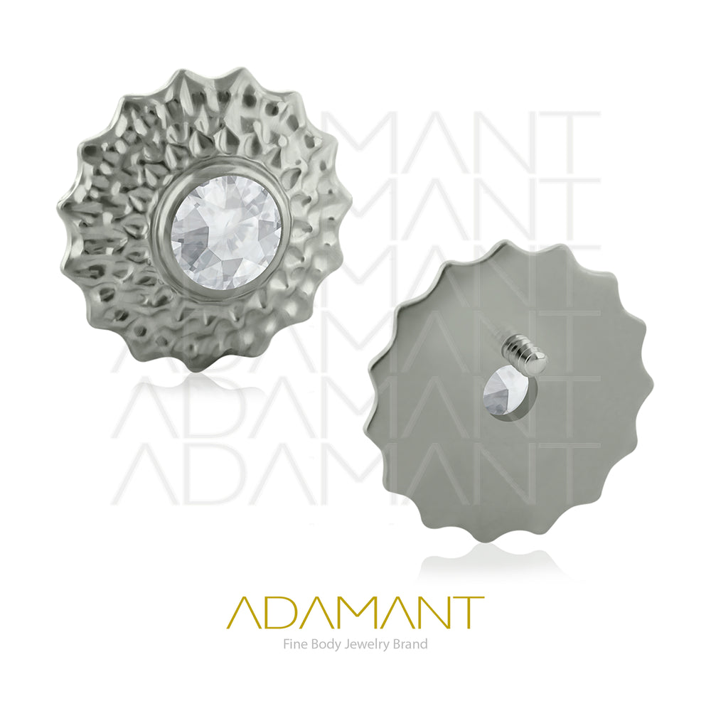 18g-16g, Internally Threaded, Accessory, Titanium, 0.9mm threading,  Sun Beveling, Bezel set, Cubic zirconia