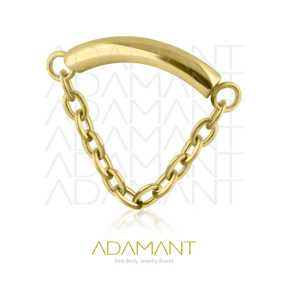 18g-16g, Internally Threaded, Accessory, Plated Gold Titanium, 0.9mm threading, Pending Chain.