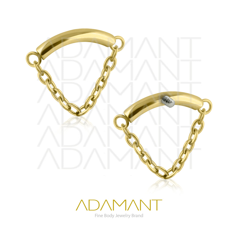 18g-16g, Internally Threaded, Accessory, Plated Gold Titanium, 0.9mm threading, Pending Chain.