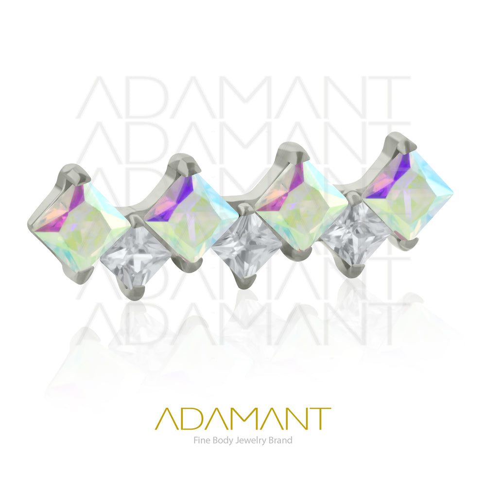 18g-16g, Internally Threaded, Accessory,Titanium, 0.9mm threading, Especial Cluster, Prong set, Cubic Zirconia.