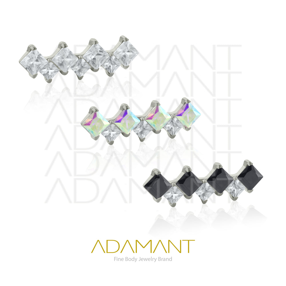 18g-16g, Internally Threaded, Accessory,Titanium, 0.9mm threading, Especial Cluster, Prong set, Cubic Zirconia.