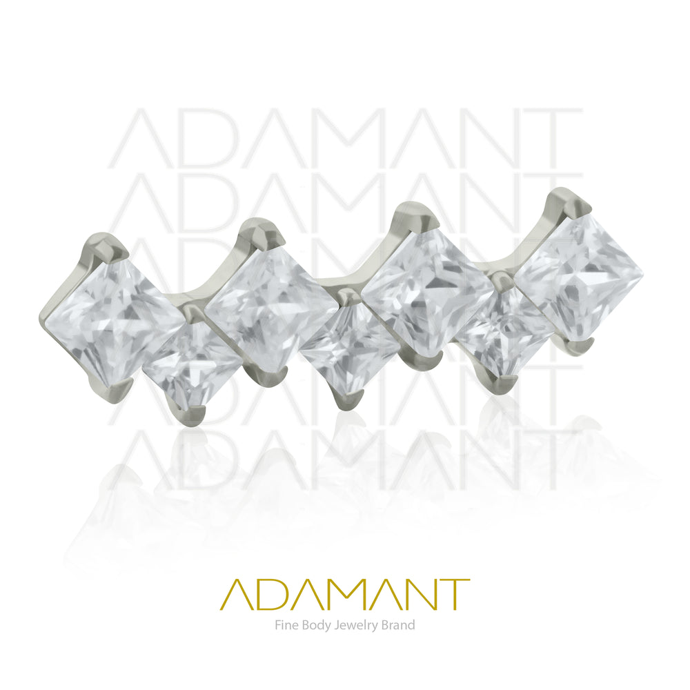 18g-16g, Internally Threaded, Accessory,Titanium, 0.9mm threading, Especial Cluster, Prong set, Cubic Zirconia.