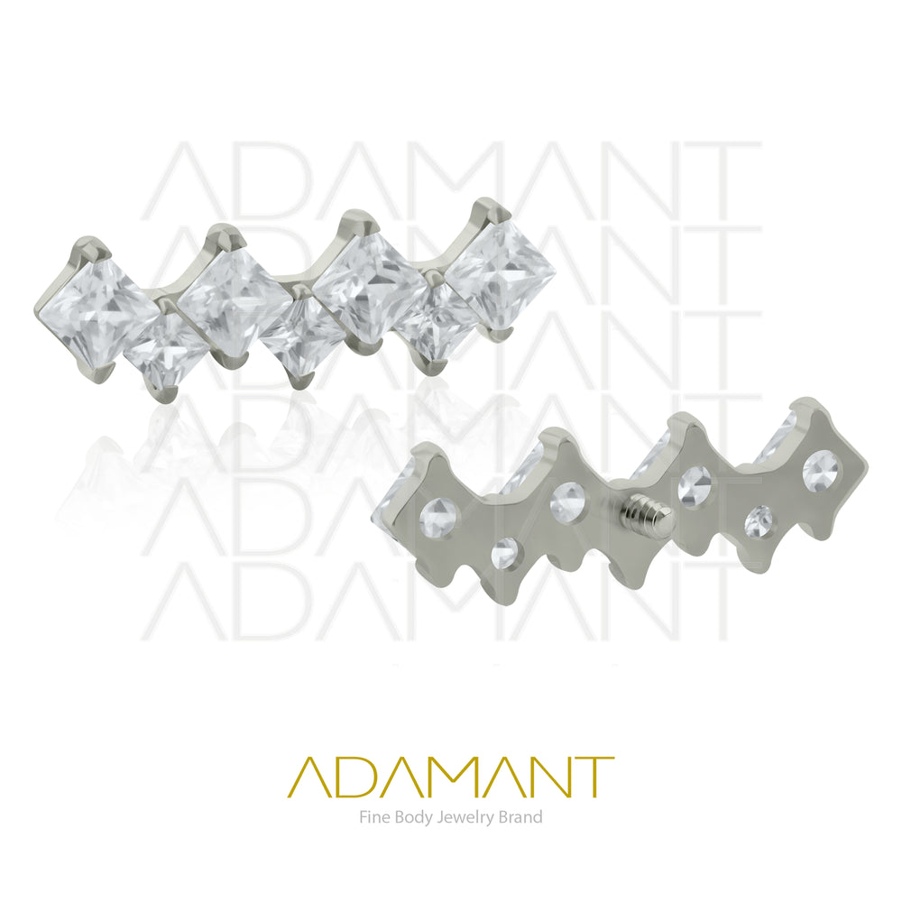 18g-16g, Internally Threaded, Accessory,Titanium, 0.9mm threading, Especial Cluster, Prong set, Cubic Zirconia.