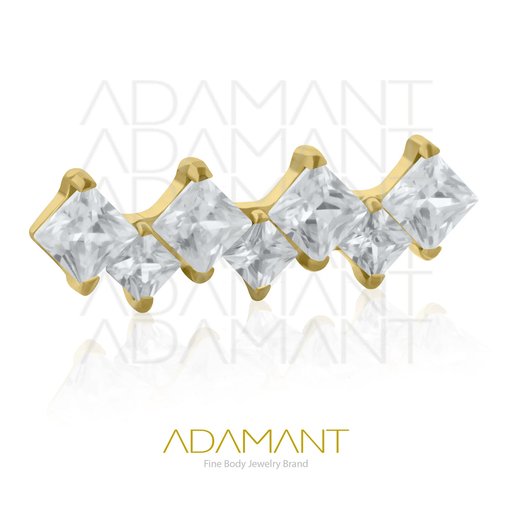 18g-16g, Internally Threaded, Accessory, Plated Gold Titanium, 0.9mm threading, Especial Cluster, Prong set, Cubic Zirconia.