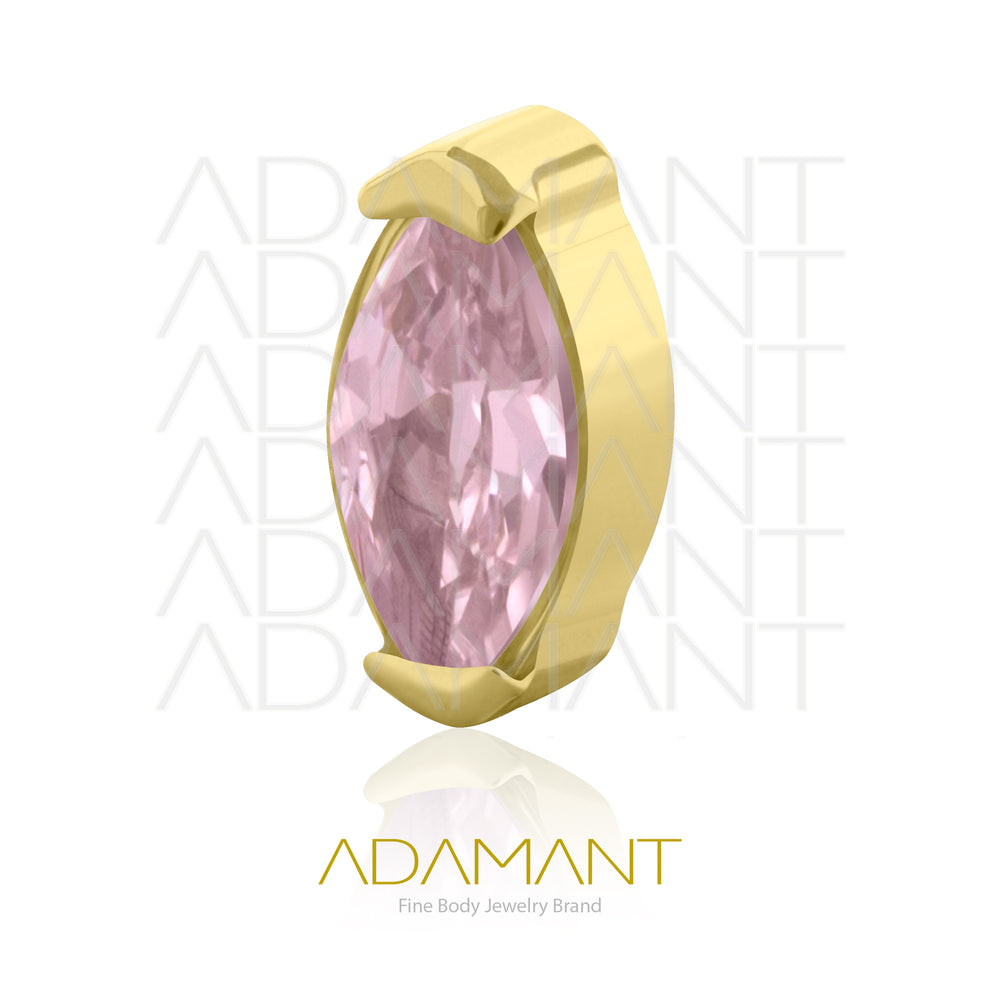 18g-16g, Internally Threaded, Accessory, Plated Gold Titanium, 0.9mm threading, Single Marquise, Prong set, Cubic Zirconia