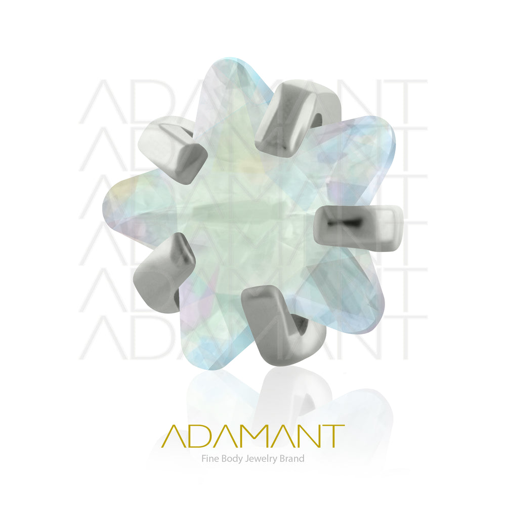 18g-16g, Internally Threaded, Accessory, Titanium, 0.9mm threading, Star Prong set, Cubic Zirconia.