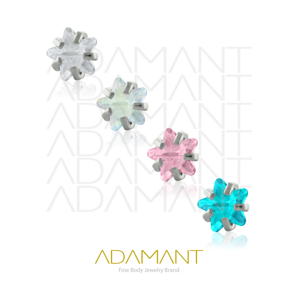 18g-16g, Internally Threaded, Accessory, Titanium, 0.9mm threading, Star Prong set, Cubic Zirconia.