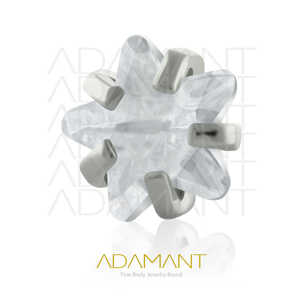 18g-16g, Internally Threaded, Accessory, Titanium, 0.9mm threading, Star Prong set, Cubic Zirconia.
