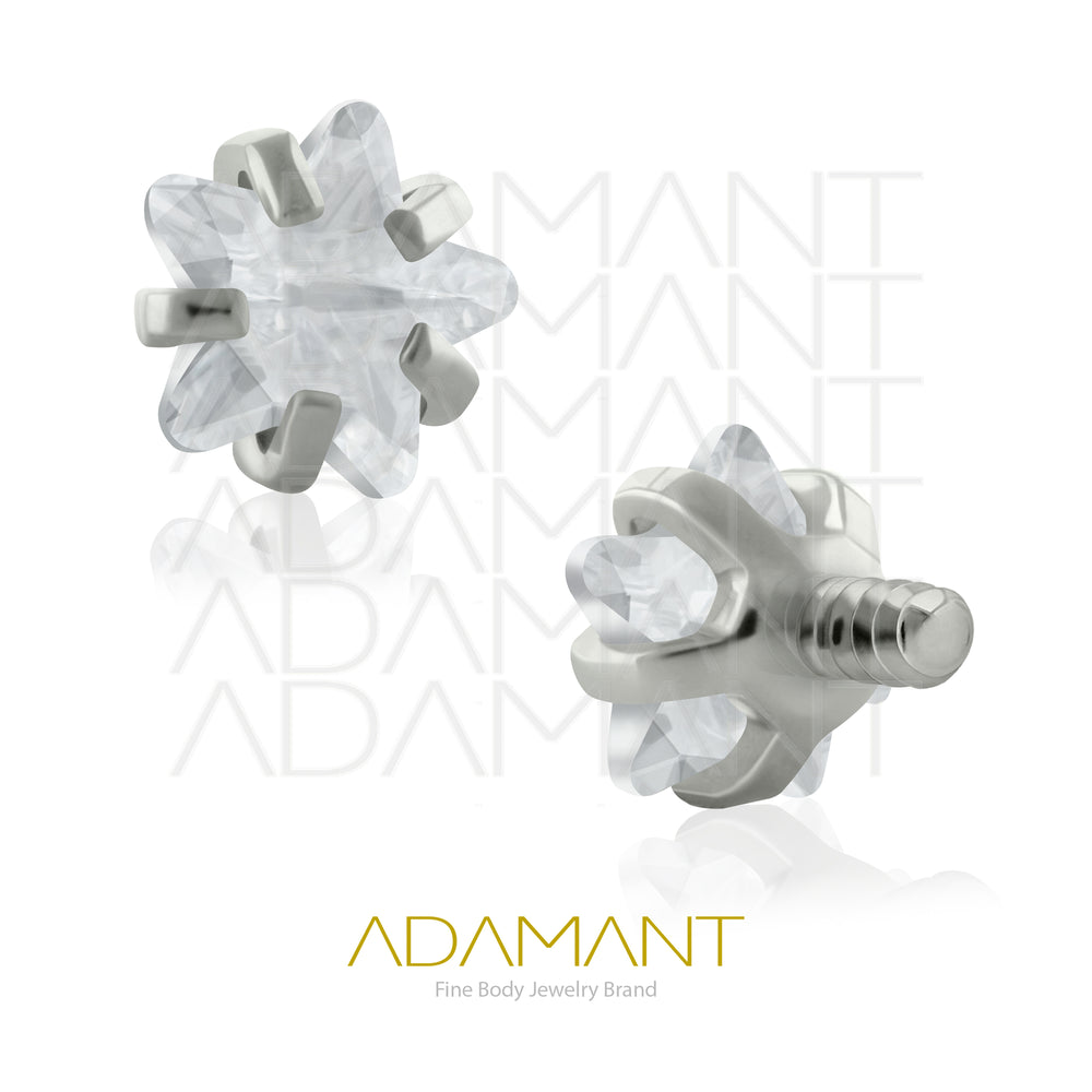 18g-16g, Internally Threaded, Accessory, Titanium, 0.9mm threading, Star Prong set, Cubic Zirconia.