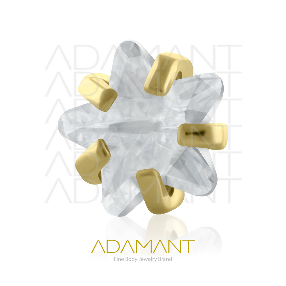 18g-16g, Internally Threaded, Accessory, Plated Gold Titanium, 0.9mm threading, Star Prong set, Cubic Zirconia.