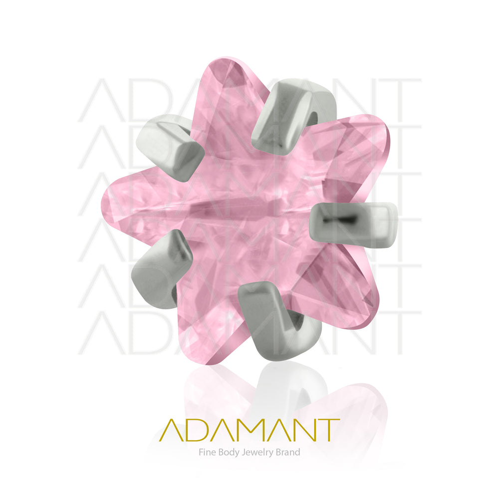 18g-16g, Internally Threaded, Accessory, Titanium, 0.9mm threading, Star Prong set, Cubic Zirconia.