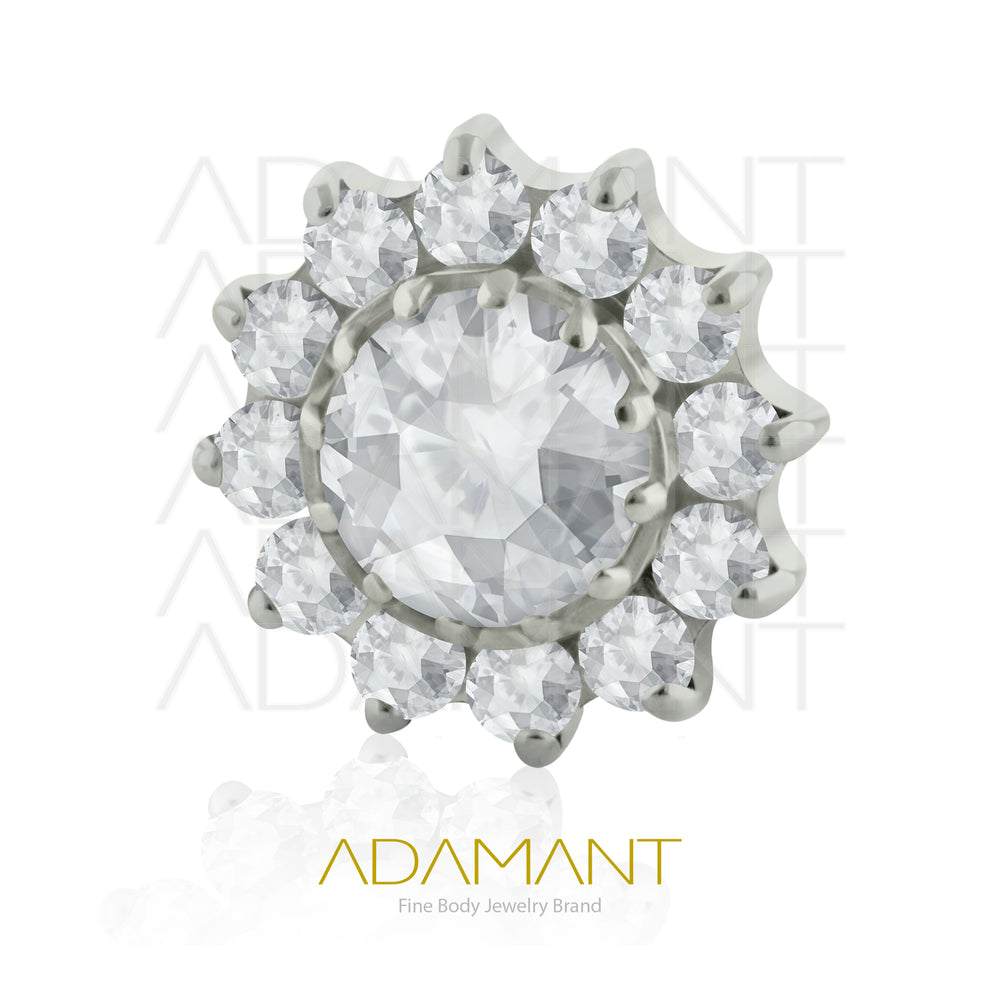 18g-16g, Internally Threaded, Accessory, Titanium, 0.9mm threading, Sun Beveling Multijewelry, Prong set, Cubic zirconia