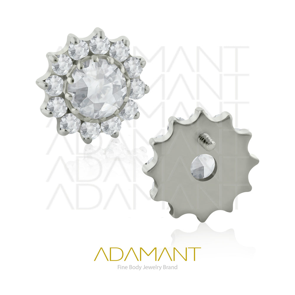 18g-16g, Internally Threaded, Accessory, Titanium, 0.9mm threading, Sun Beveling Multijewelry, Prong set, Cubic zirconia