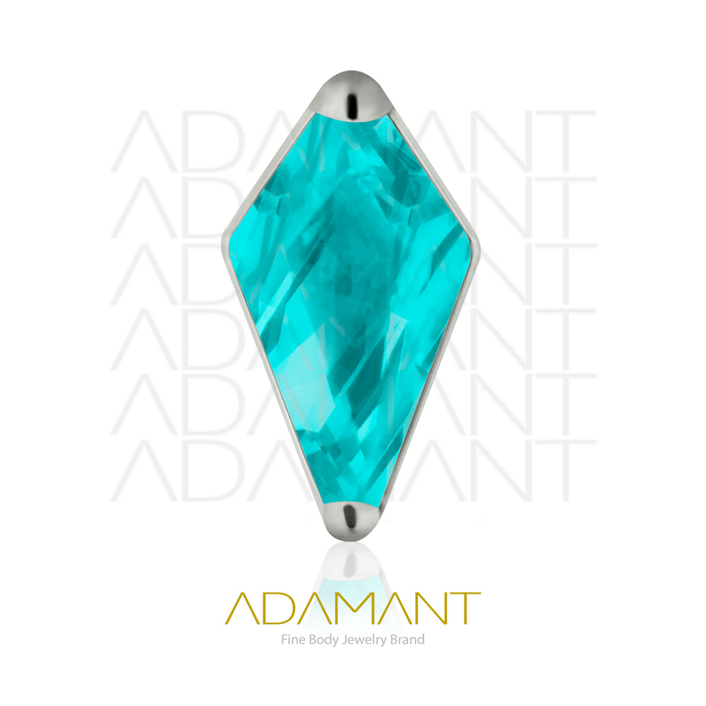 18g-16g, Internally Threaded, Accessory, Titanium, 0.9mm threading, Rhombus, Prong Set, Cubic Zirconia.