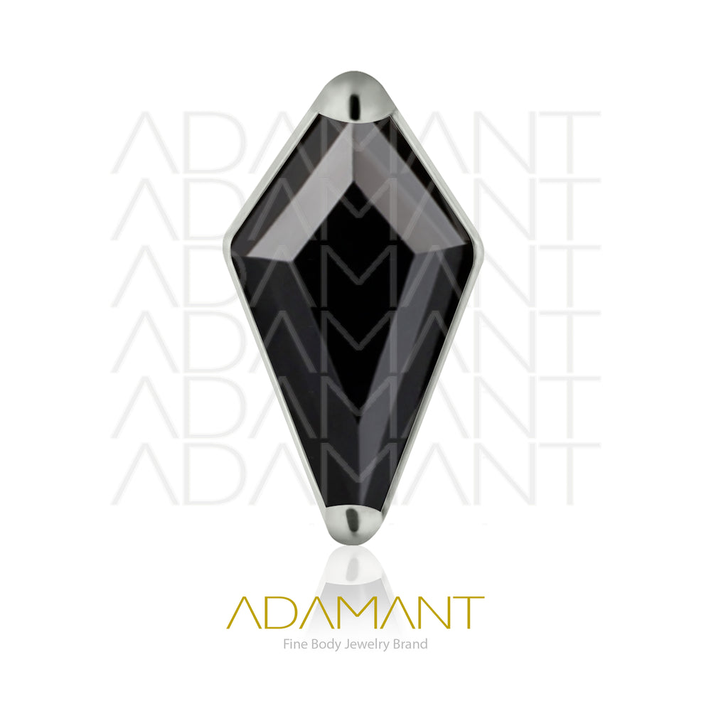 18g-16g, Internally Threaded, Accessory, Titanium, 0.9mm threading, Rhombus, Prong Set, Cubic Zirconia.